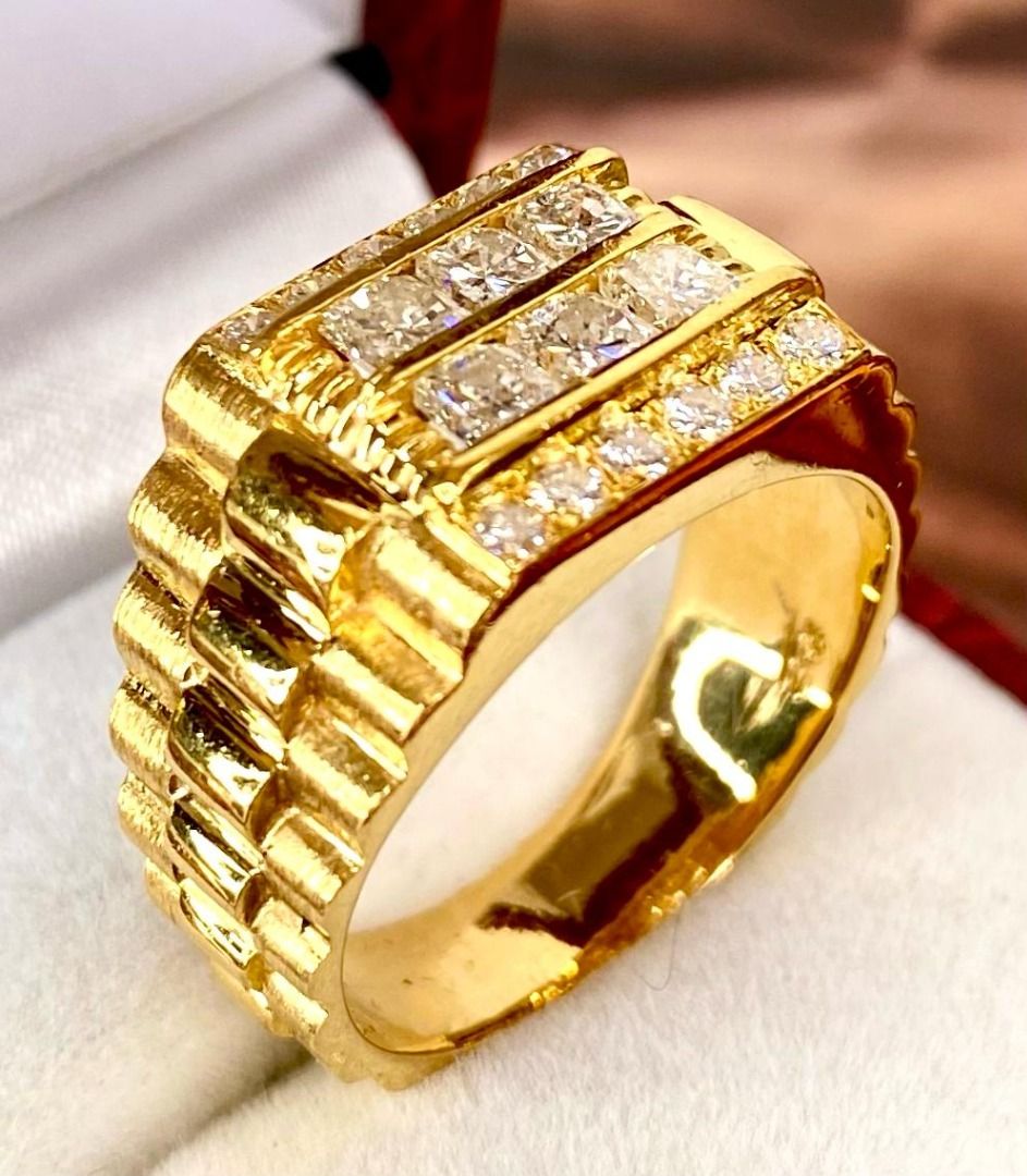 916 Yellow Gold Diamond Men Ring