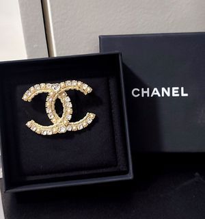 Authentic Chanel Pearl Crystal CC Brooch