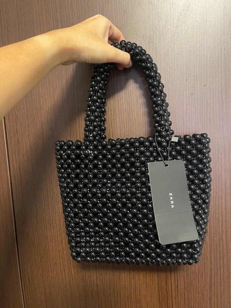 Black beaded bag Women s Fashion Bags Wallets Shoulder Bags on Carousell