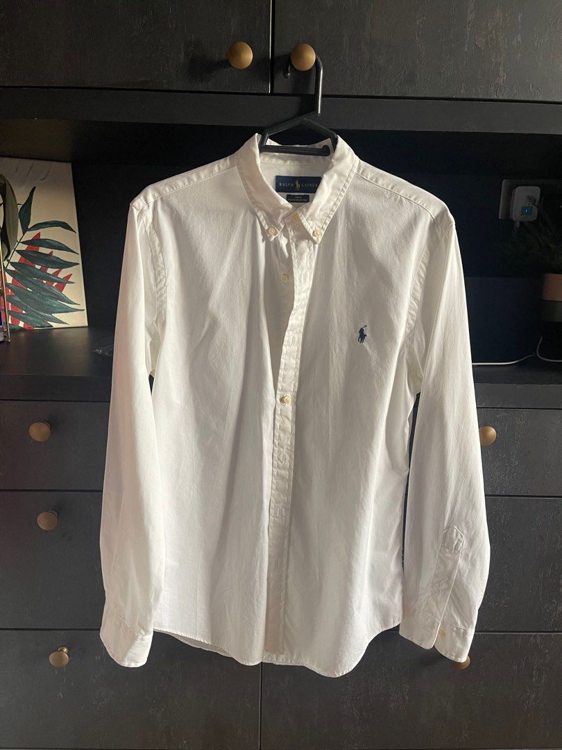 White polo long outlet sleeve button up