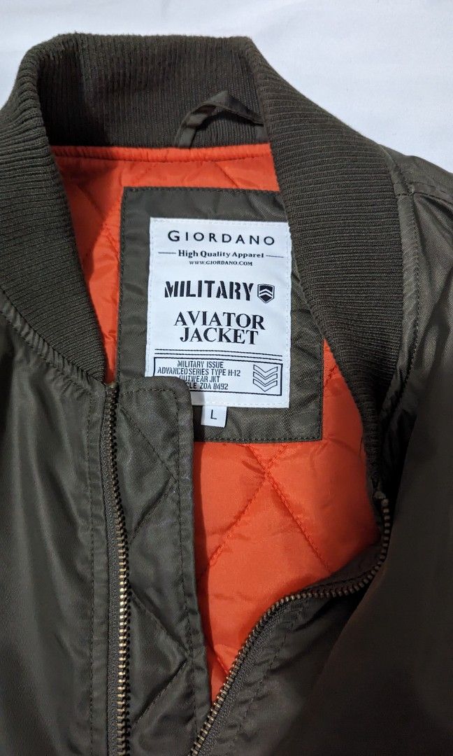 Bomber Jacket Giordano Jaket Pilot Top Gun Hijau Navy Olive