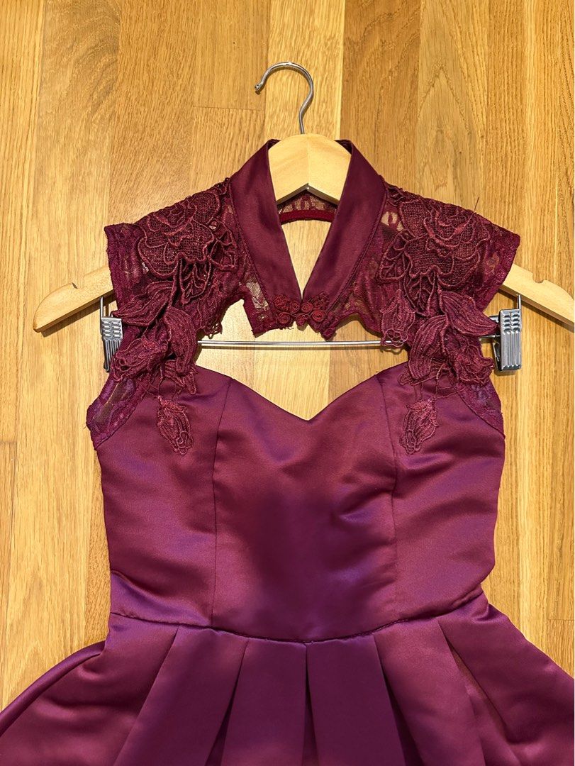 open lace back dress Genovia Orange Floral Mini Dress
