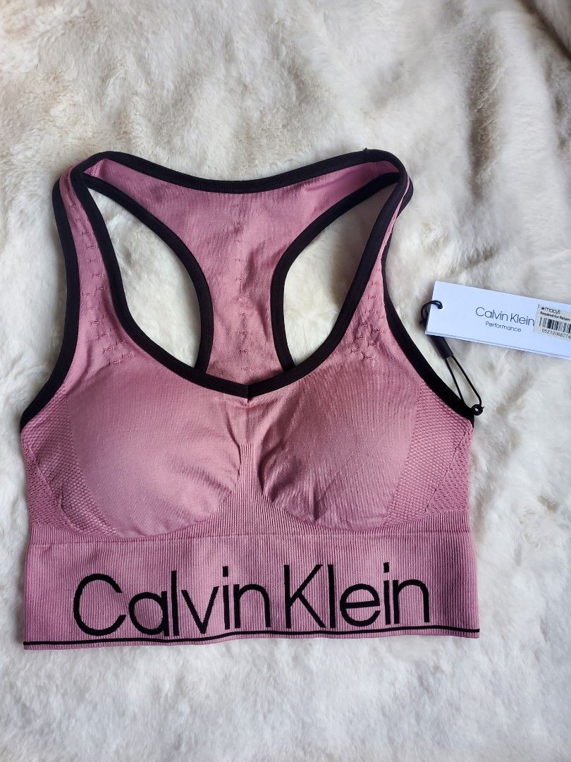 Calvin Klein Women's Performance Ribbed Medium Impact Sports Bra, Violet, S