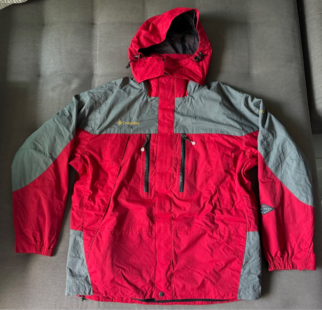Red and grey columbia jacket deals