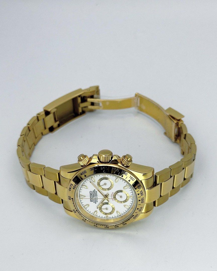 Boîtier De Montre Acier Doré Avec Bracelet Pour Mouvement VK63 39mm - Assemblage Montre