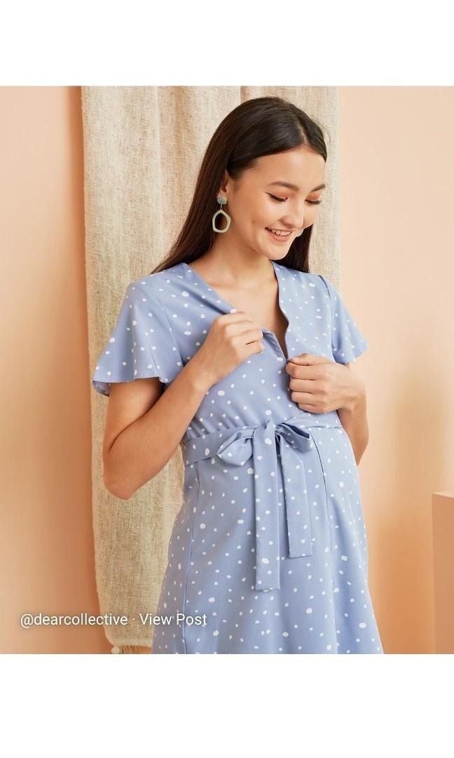 Baby Blue Polka Dot Maternity Dress