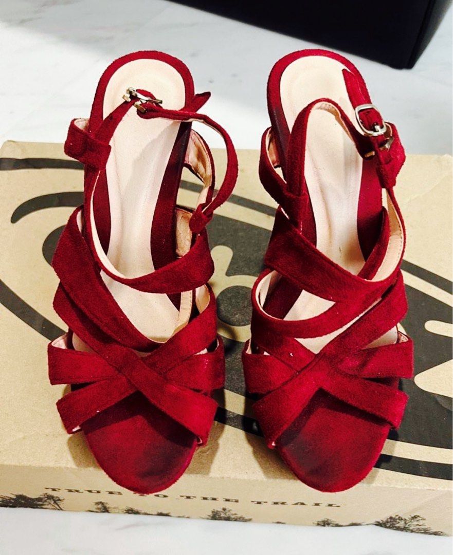 Red designer clearance heels