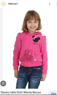 Disney Fuschia Pink Little Girl's Minnie Mouse Fleece Hoodie Pull over Fleece Zip Up Full Zip Jacket with Minnie Mouse Ear