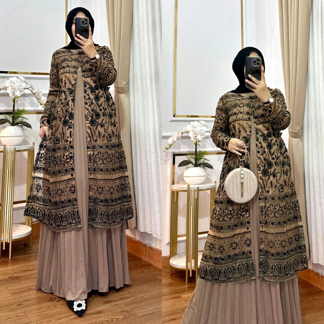 Dress pesta modern Fesyen Wanita Pakaian Wanita Gaun Rok di Carousell
