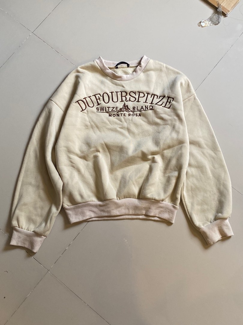 Drop shoulder slogan embroidery sweatshirt best sale