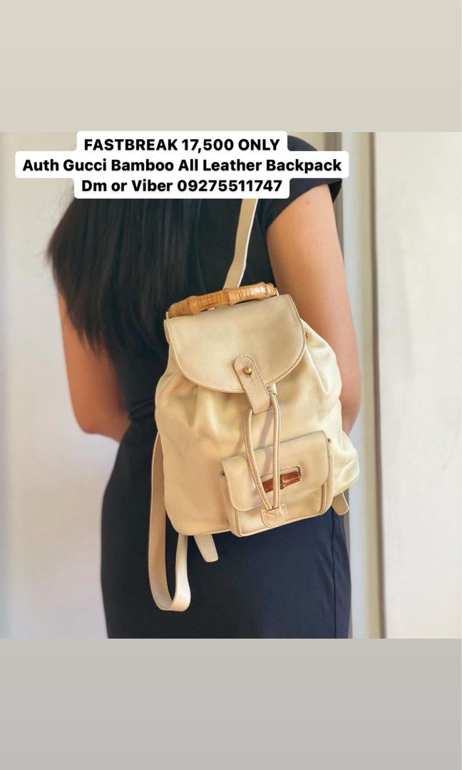 FASTBREAK Authentic Gucci Bamboo All Leather Backpack Bag Luxury Bags Wallets on Carousell