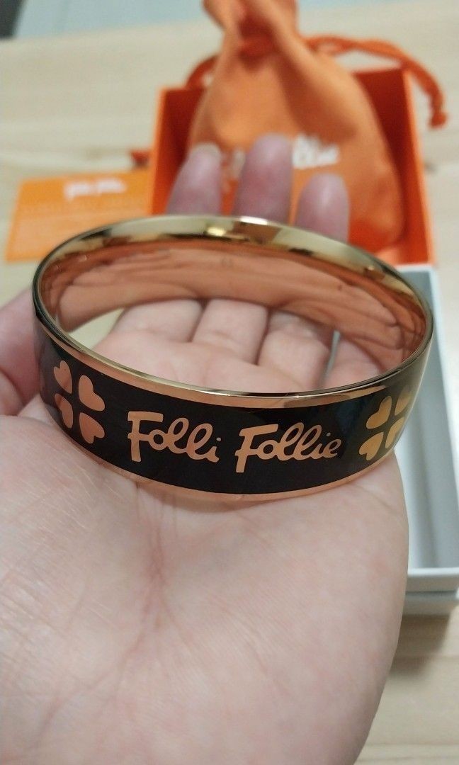 Auth Folli Follie Heart4Heart Rose Gold Bangles Luxury