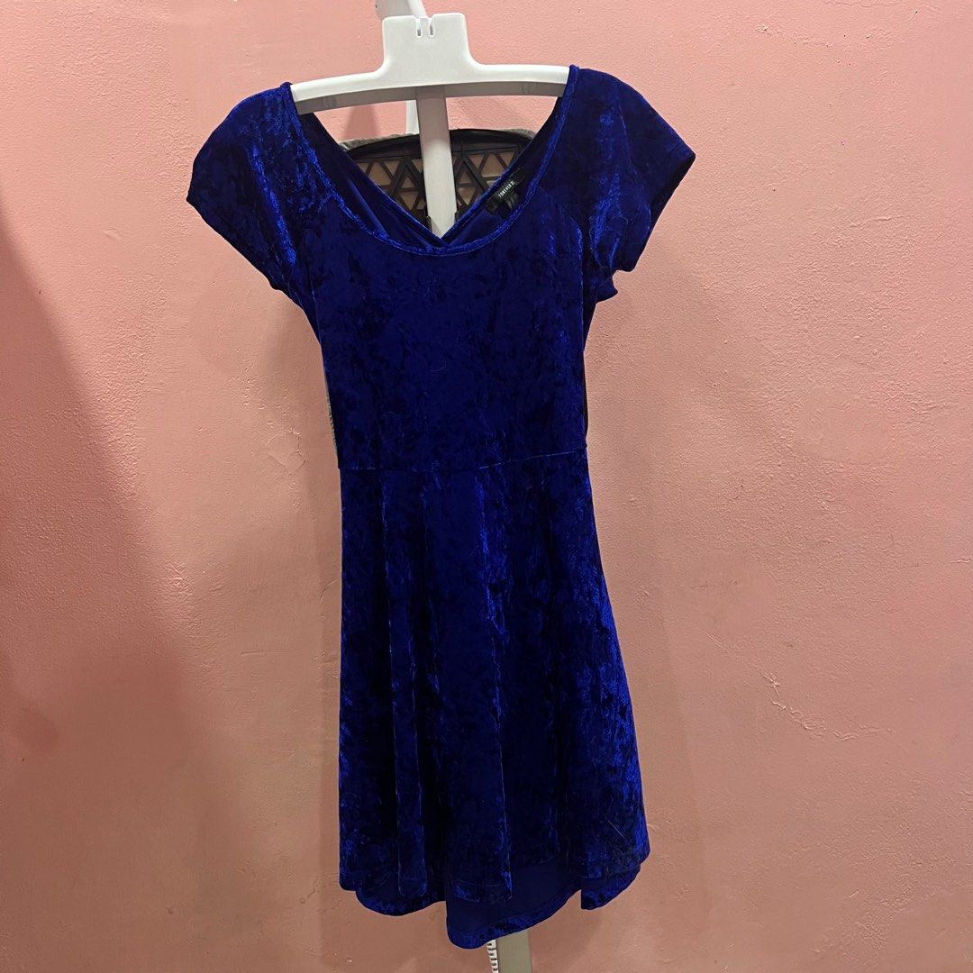 Forever21 Blue Velvet Dress Women s Fashion Dresses Sets Dresses on Carousell