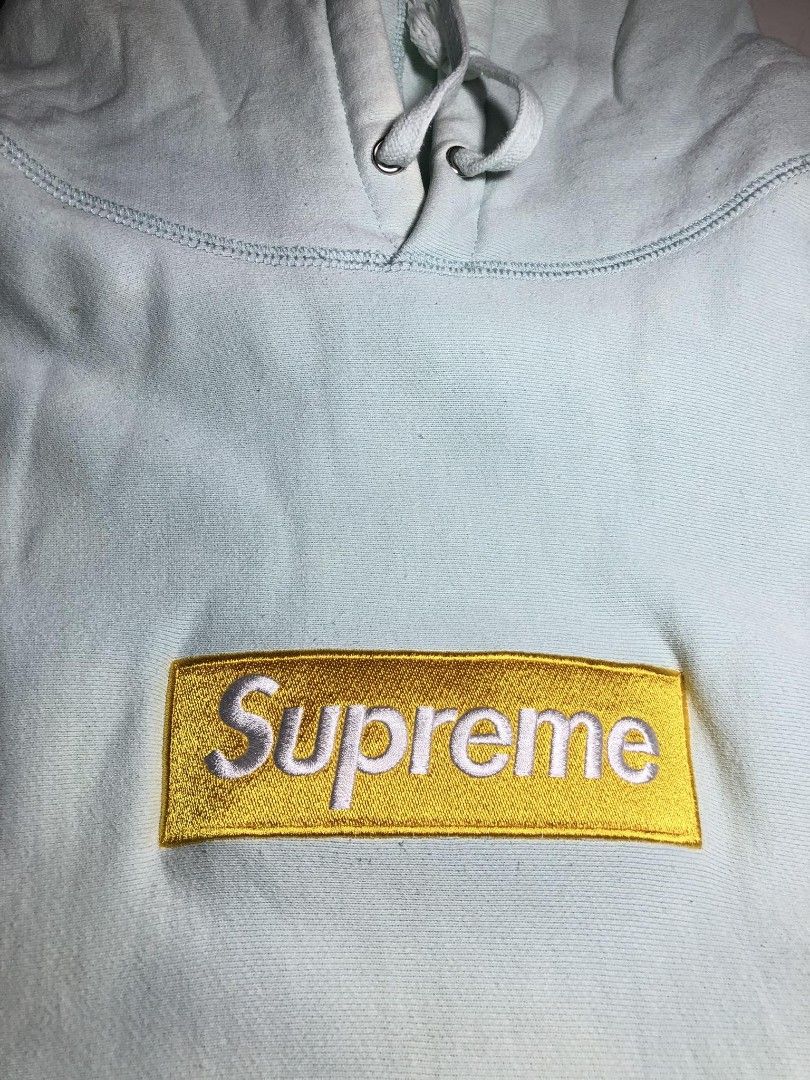 FW17 SUPREME ICE BLUE BOX LOGO HOODIE Men s Fashion Tops Sets