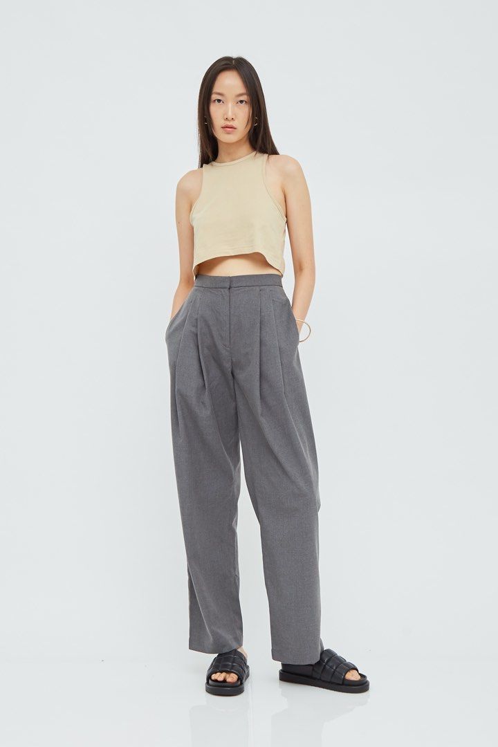 Grey Peg Leg Trousers Women s Fashion Bottoms Other Bottoms on