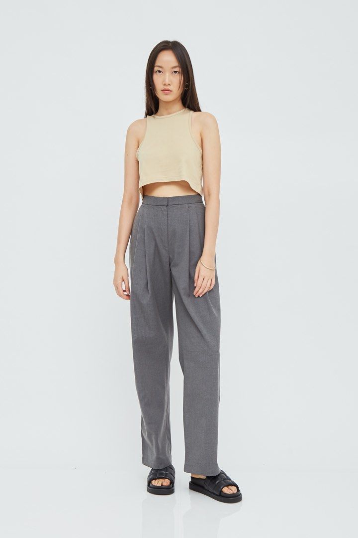 Grey peg leg trousers sale