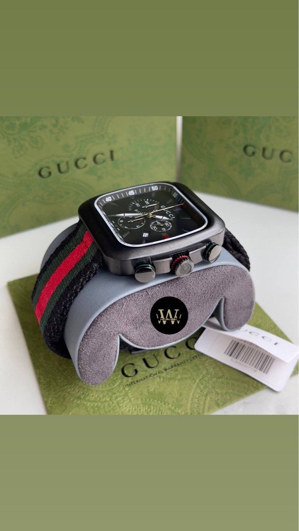 GUCCI COUPE 44MM CHRONOGRAPH SQUARE BLACK DIAL MEN WATCH YA131202