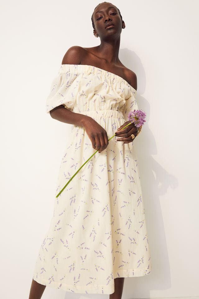 h&m yellow lavender dress