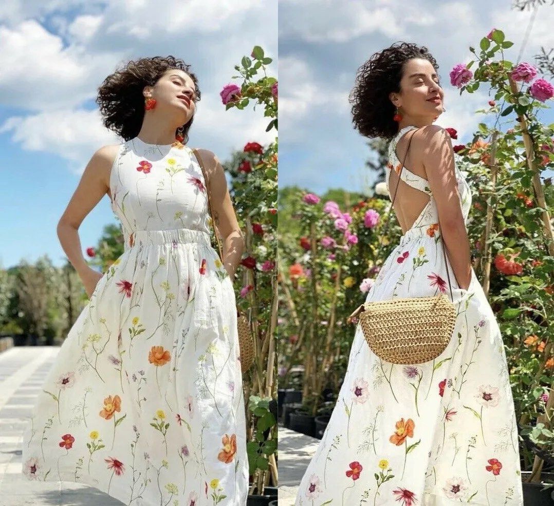 White floral outlet summer dress