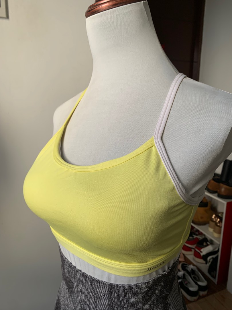 Ishow pastel yellow and white sports bra
