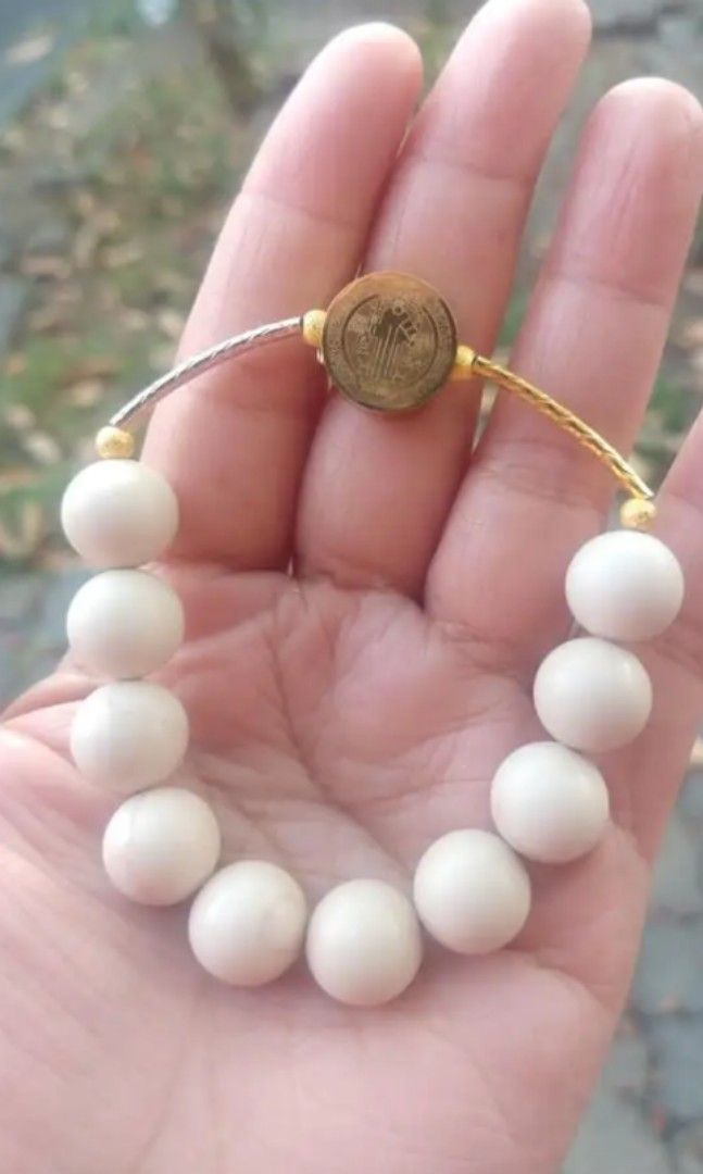 Ivory bone St. Benedict protection rosary bracelet (Category: Bracelets) located in Manila. Submitted by billionare (Listing ID 1284645276, Image 1). Description: ivory Bone St. Benedict protection rosary bracelet.. it's unisex rosary bracelet.. made in Vatican Rome.