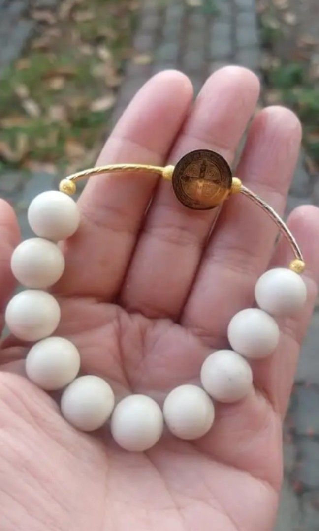 Ivory bone St. Benedict protection rosary bracelet (Category: Bracelets) located in Manila. Submitted by billionare (Listing ID 1284645276, Image 3). Description: ivory Bone St. Benedict protection rosary bracelet.. it's unisex rosary bracelet.. made in Vatican Rome.