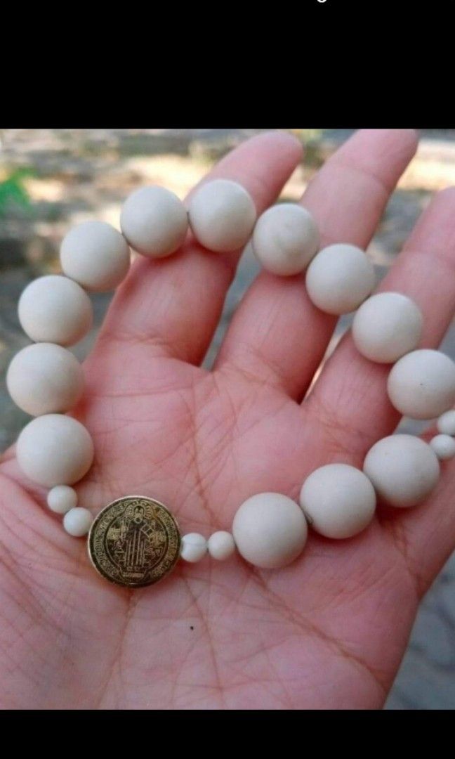 Ivory bone St Benedict protection rosary bracelet (Category: Bracelets) located in Manila. Submitted by billionare (Listing ID 1284646628, Image 1). Description: Ivory bone St Benedict protection rosary bracelet.. it's unisex rosary bracelet.. made in Vatican Rome.