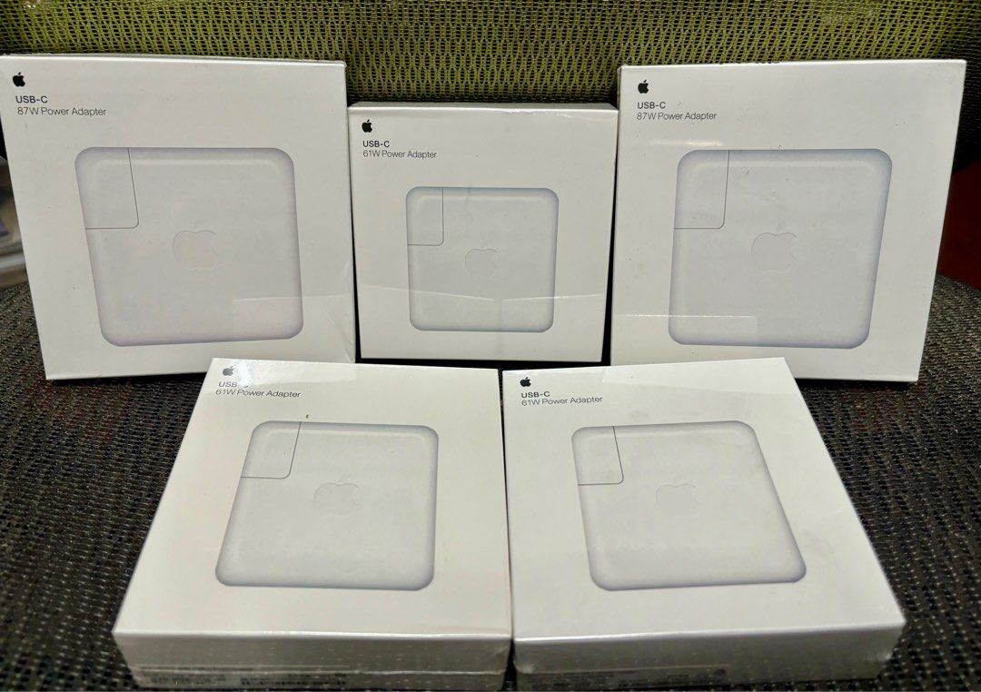 MACBOOK LAPTOP POWER ADAPTER CHARGER (Category: Chargers) located in Manila. Submitted by guerle (Listing ID 1284690478, Image 1). Description: MACBOOK LAPTOP POWER ADAPTER CHARGER 96W USB-C TYPE-C POWER ADAPTER CHARGER 87W USB-C TYPE-C POWER ADAPTER CHARGER 61W USB-C TYPE-C POWER ADAPTER CHARGER Product Interface: TYPE-C 61W USB-C Power Adapter Input: 100-240V 50-60Hz Output: 61watts 20.3V 3A Compatible with: Pro (13-inch, 2017, Four Thunderbolt