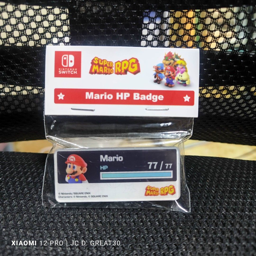 Mario HP Badge Super Mario Rpg (Sealed) (Category: In-Game Products) located in Quezon City. Submitted by shopme_gadget30 (Listing ID 1284607400, Image 1). Description: for sale fixed price Pre order mario hp badge for collectors item only Qc area shipping fee must shoulder by the buyer payment: Gcash /bdo.