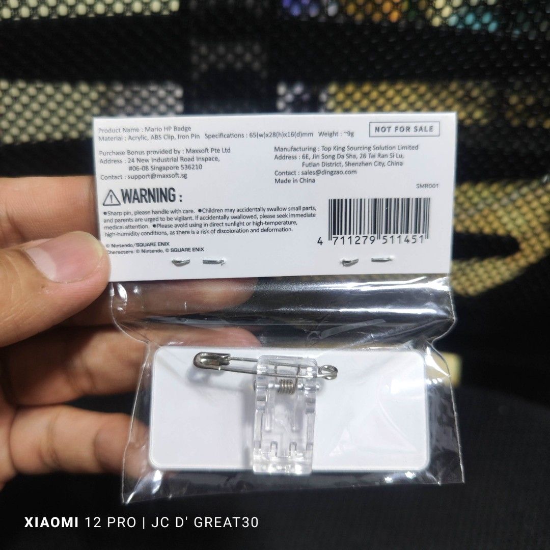 Mario HP Badge Super Mario Rpg (Sealed) (Category: In-Game Products) located in Quezon City. Submitted by shopme_gadget30 (Listing ID 1284607400, Image 2). Description: for sale fixed price Pre order mario hp badge for collectors item only Qc area shipping fee must shoulder by the buyer payment: Gcash /bdo.
