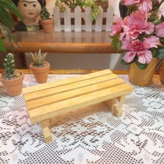 Mini wooden bench plant stand riser