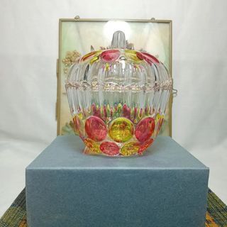 MULTICOLORED GLASS CANDY JAR