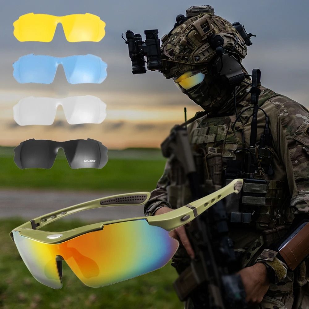 New 5 Lens Set Polarized Tactical Goggles Men Outdoor Sports Windproof  Dustproof Climbing Glasses Safety Protective Glasses, 男裝, 手錶及配件, 眼鏡-  Carousell