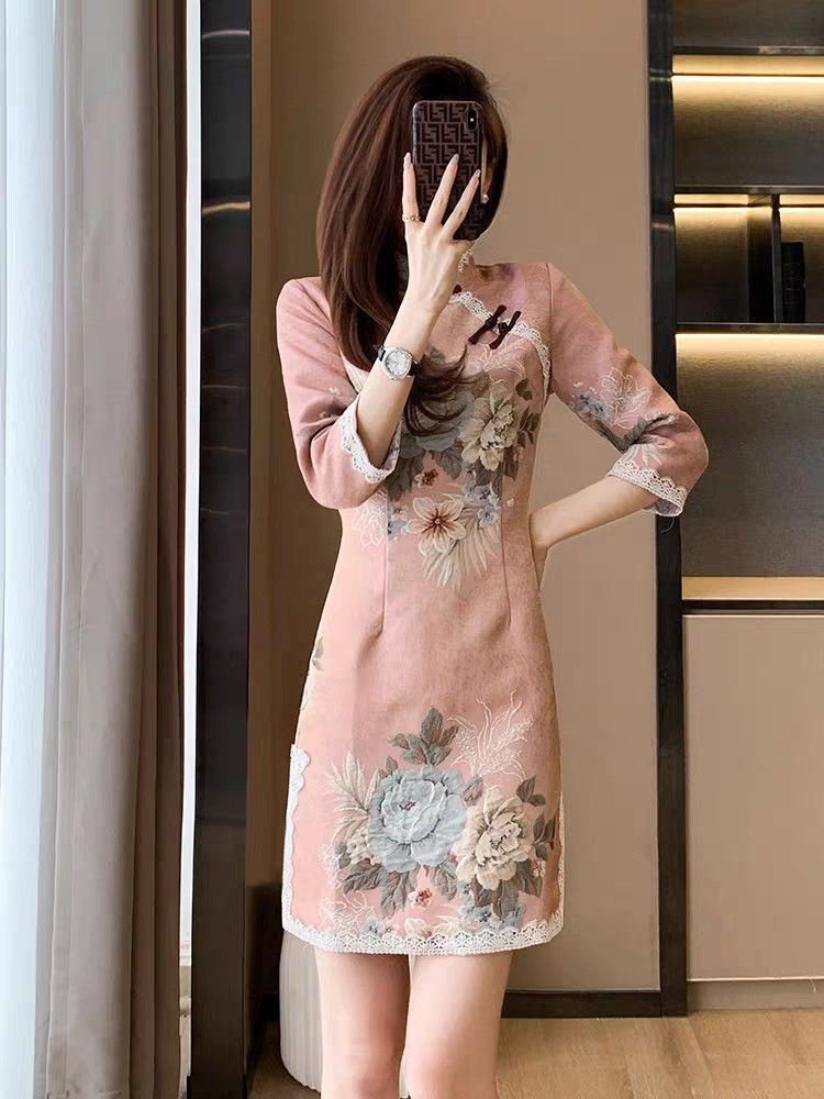 New plus size chubby cheongsam lace Women s Fashion Dresses Sets Traditional Ethnic wear on Carousell