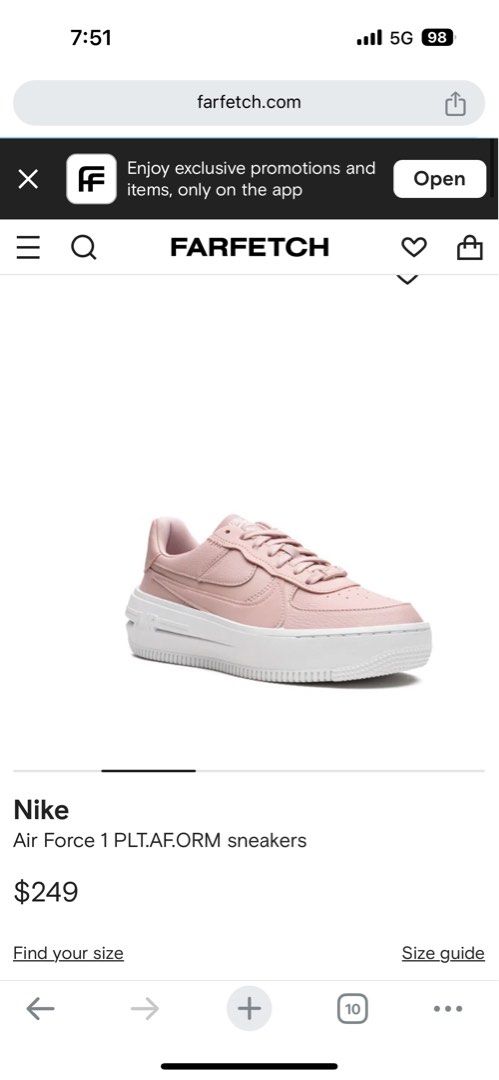 Nike air force baby pink top