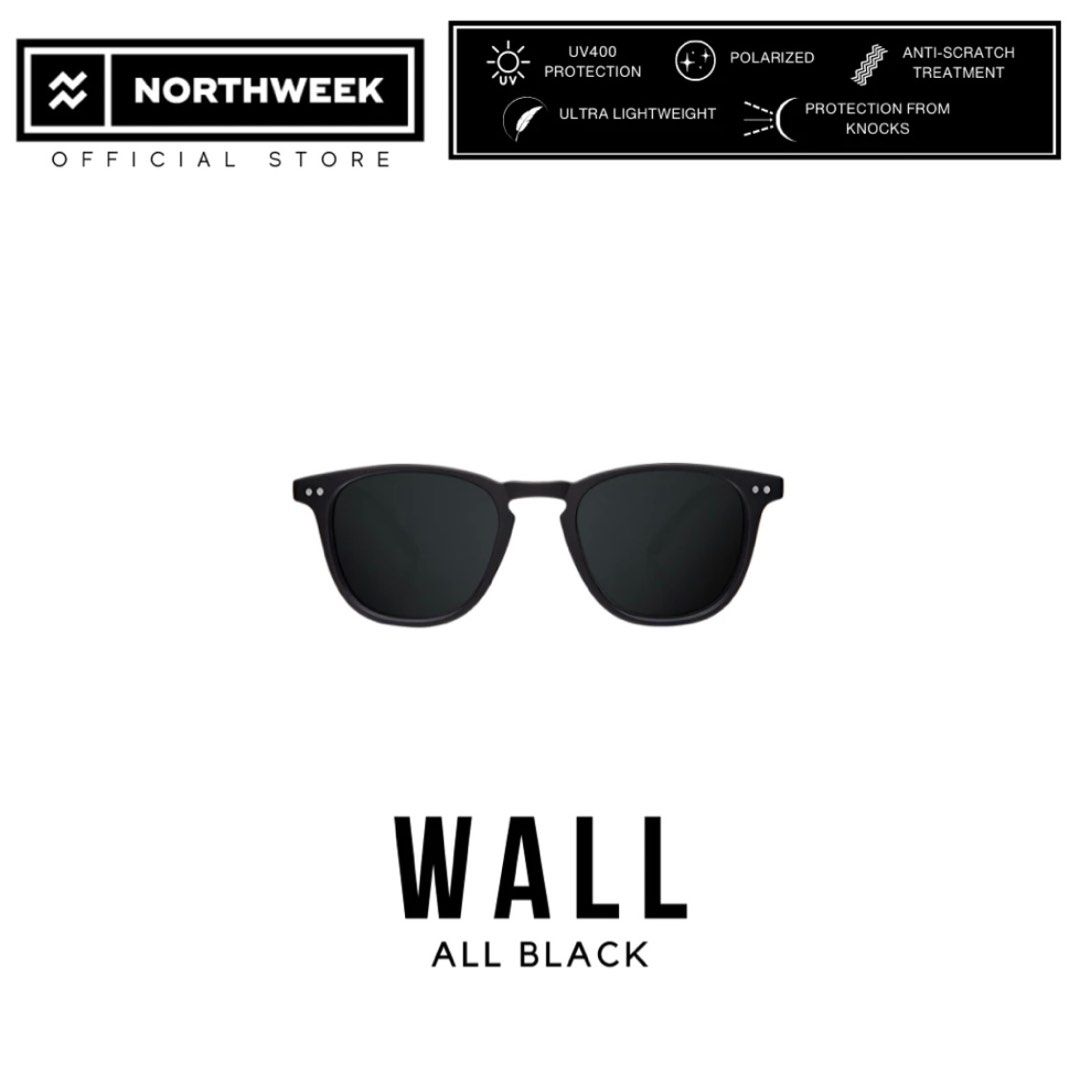 NORTHWEEK WALL ALL BLACK FOR MEN WOMEN UNISEX POLARIZED UV400 PROTECTION BLACK SUNGLASSES