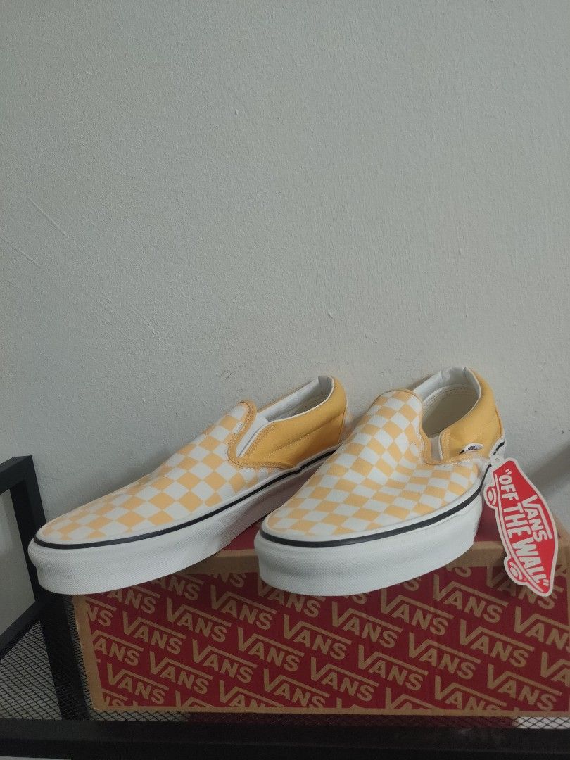Vans slip on checkerboard yellow sale