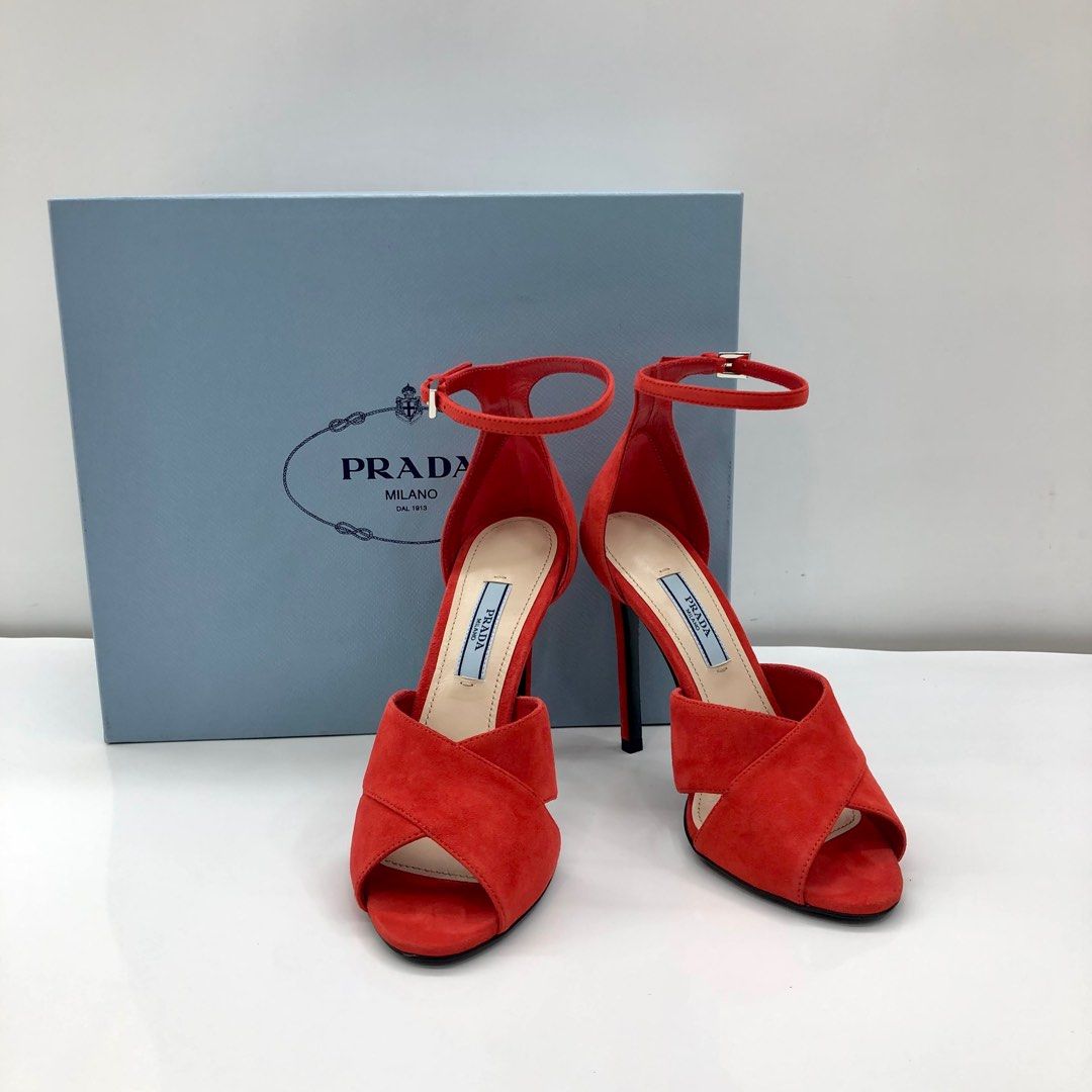 PRADA RED SUEDE LEATHER HEELS 247004025 Luxury Sneakers