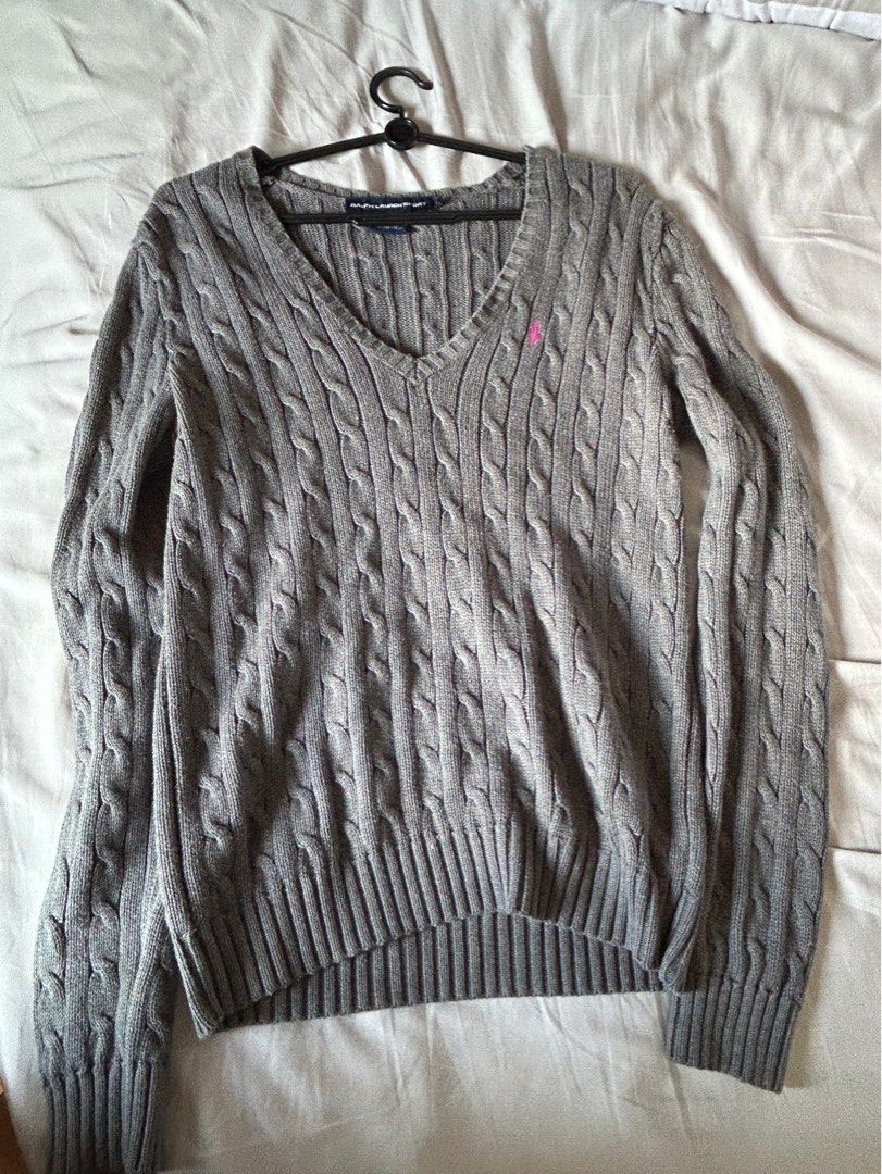 ralph lauren grey cable knit Women s Fashion Tops Longsleeves