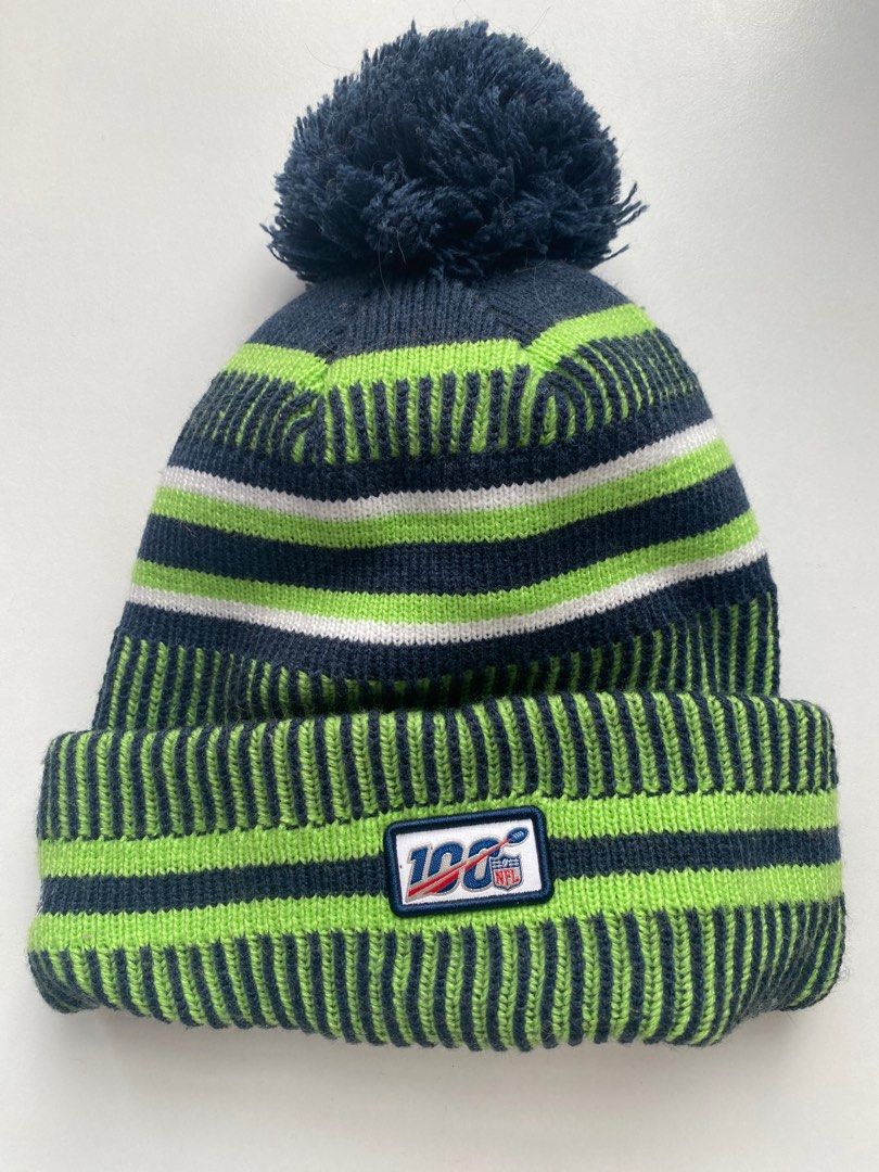 Seattle Seahawks New Era Winter Knit Beanie Puff NFL 100