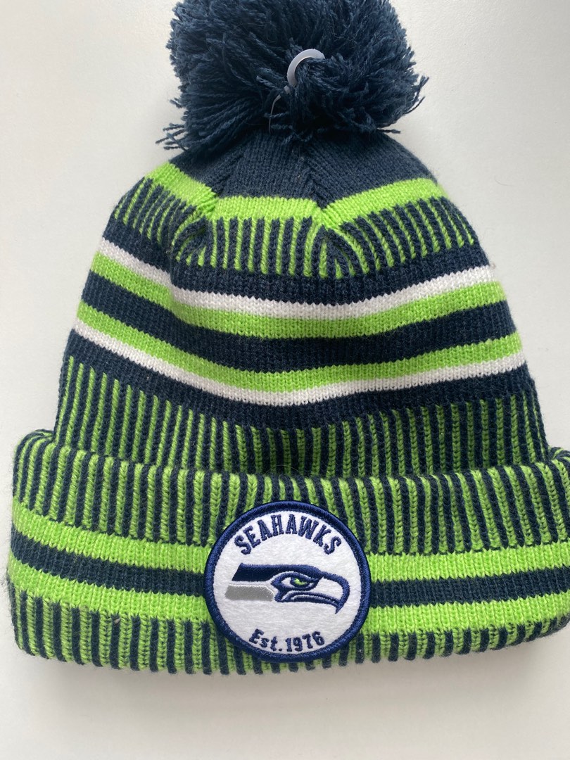 Seattle Seahawks New Era Winter Knit Beanie Puff NFL 100