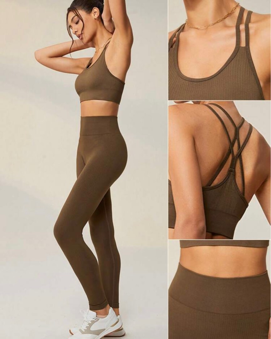 SHEIN Gym Tights Cut Out Back Top-stitching Athletic Compression