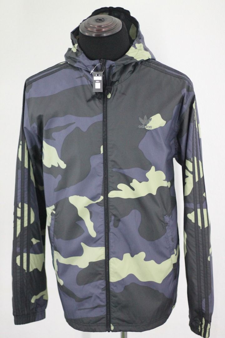 Mens adidas originals camo reversible trefoil windbreaker jacket hooded coat sales
