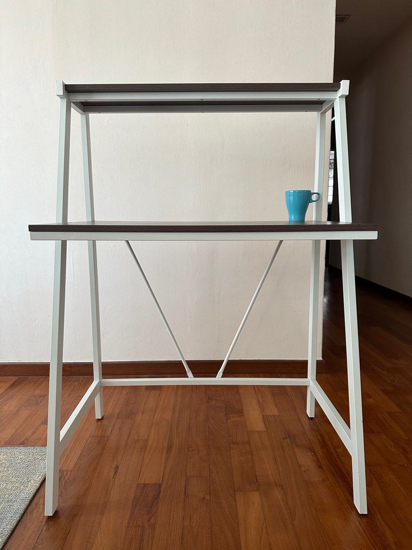 Solid Wood Study Table with Sturdy Metal Frame, Furniture & Home Living ...