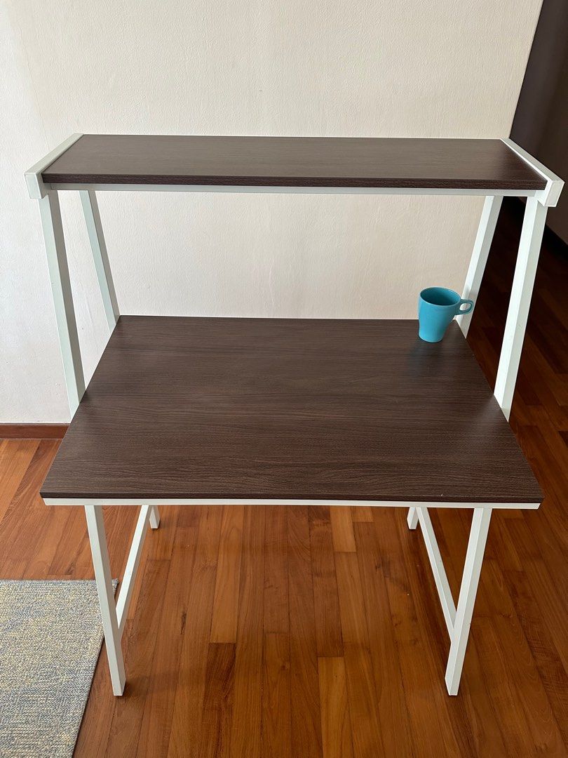 Solid Wood Study Table with Sturdy Metal Frame, Furniture & Home Living ...