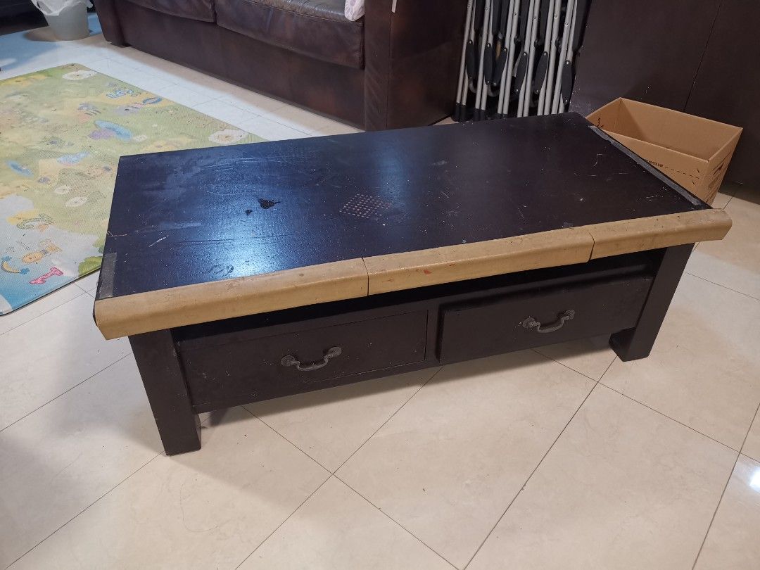 Solid wood table (Category: Tables & Sets) located in Singapore. Submitted by halftime90 (Listing ID 1284695095, Image 1). Description: Kept in storeroom Solid wood. You can get it and restore oil and colour to the table. Please arrange delivery..