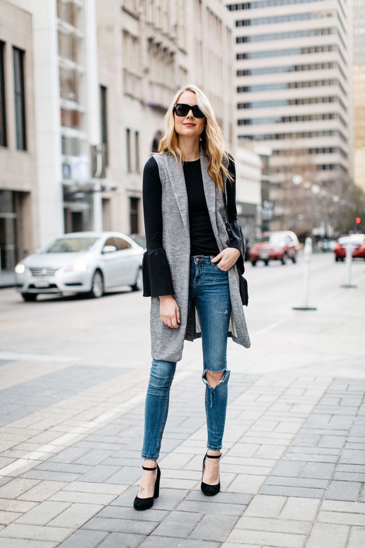 Topshop Grey Neoprene Long Vest Women s Fashion Coats Jackets and Outerwear on Carousell