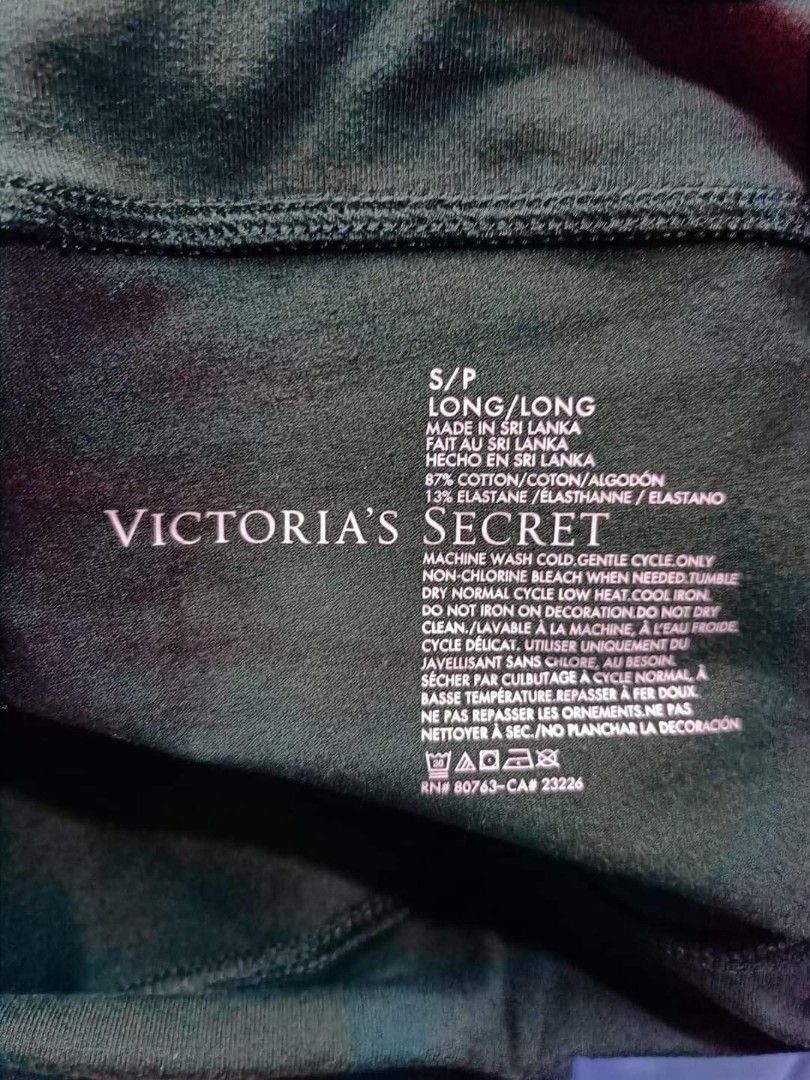 Victoria's Secret PINK BLACK flared Fold Over leggings PINK LOGO IN BLING  SMALL