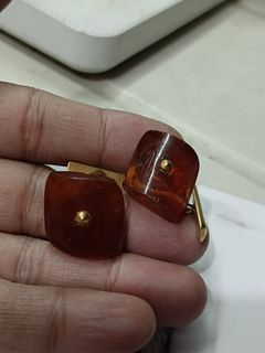 Vintage amber cufflinks with markings