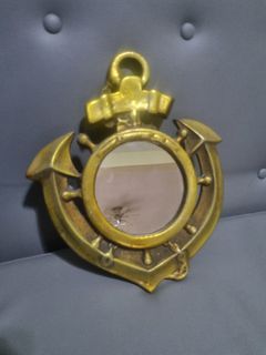 Vintage Brass anchor wall decor w/mirror